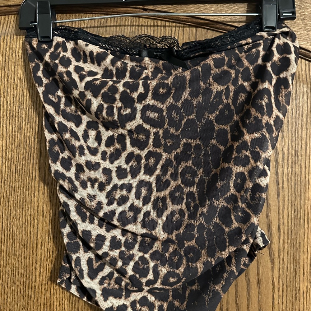 SHEIN Leopard Print 2 piece set with Lace Trim